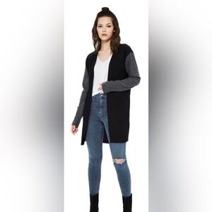 NWT PROJECT SOCIAL T Off Duty Color Block Cardigan Sweater Black Gray Large $88